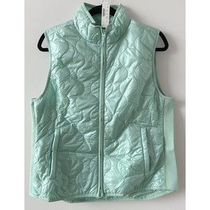 NWT J. Crew Lightweight Quilted Primaloft Zip Front Vest Mist Green Pearl Size L